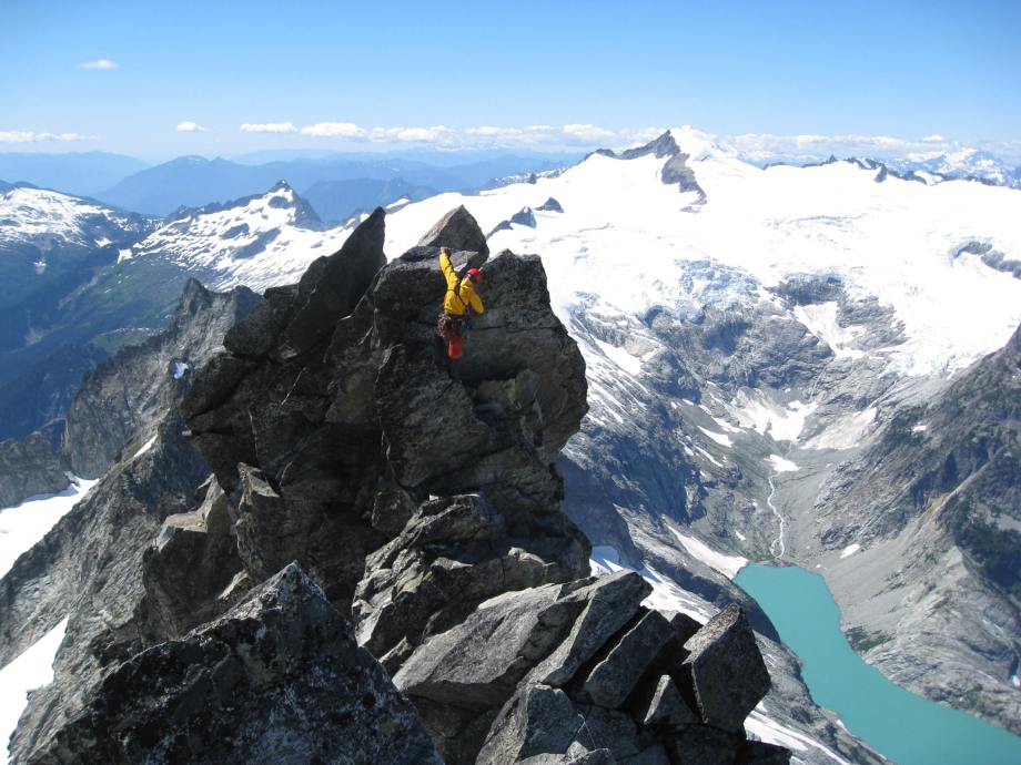 Final gendarme taken from the Summit of Forbidden Peak