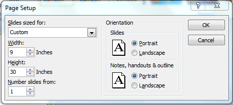 Slide layout settings menu